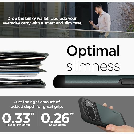 Spigen Slim Armor CS Designed for Pixel 9 Case/Pixel 9 Pro Case (2024) [Hard Shell] [Military-Grade Protection] - Abyss Green