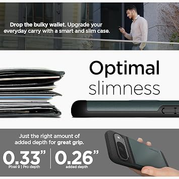 Spigen Slim Armor CS Designed for Pixel 9 Case/Pixel 9 Pro Case (2024) [Hard Shell] [Military-Grade Protection] - Abyss Green