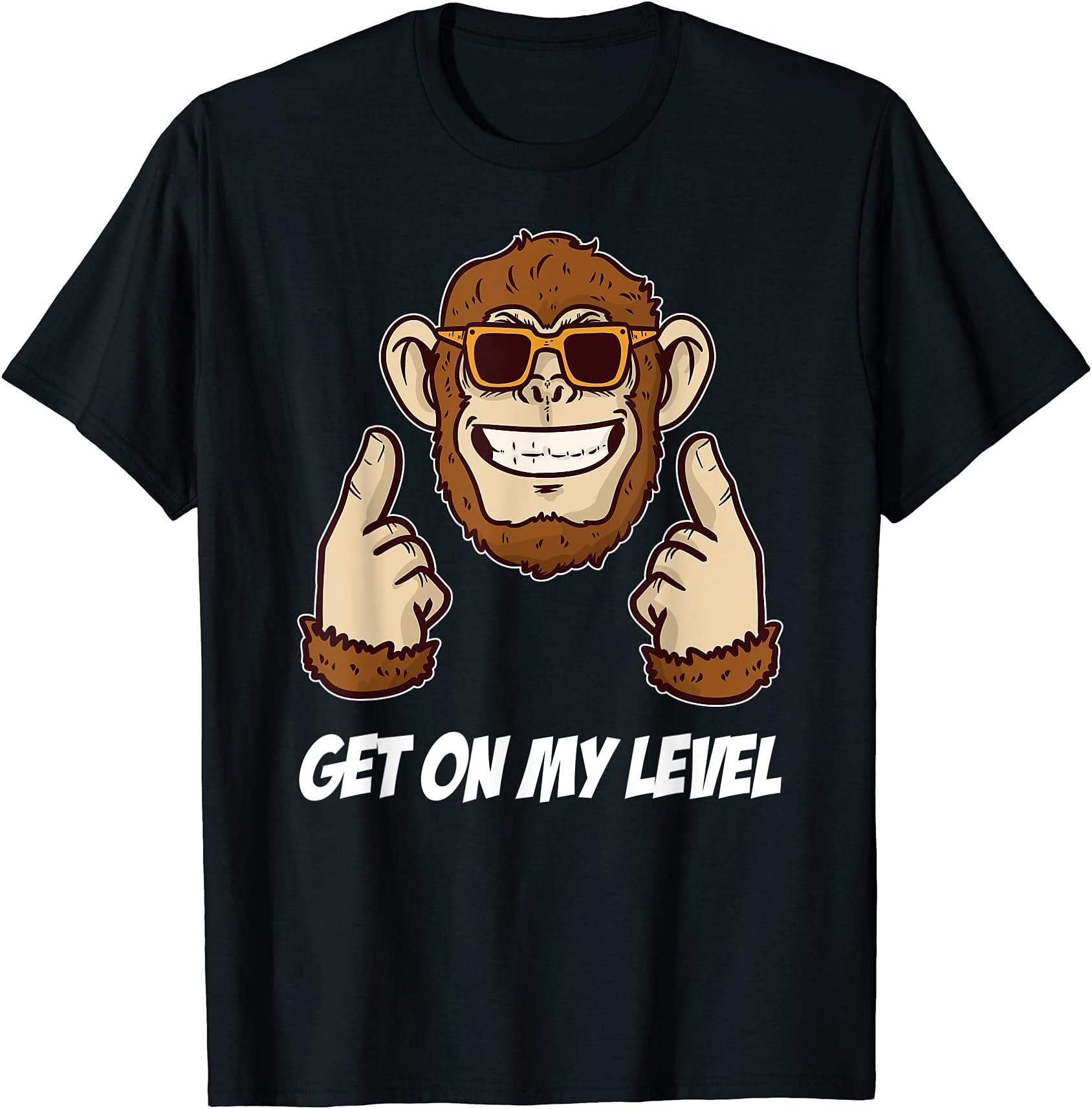 cheeky monkey face jungle shirtGet on my Level Cool Chimpanzee with Sunglasses Monkey T-Shirt