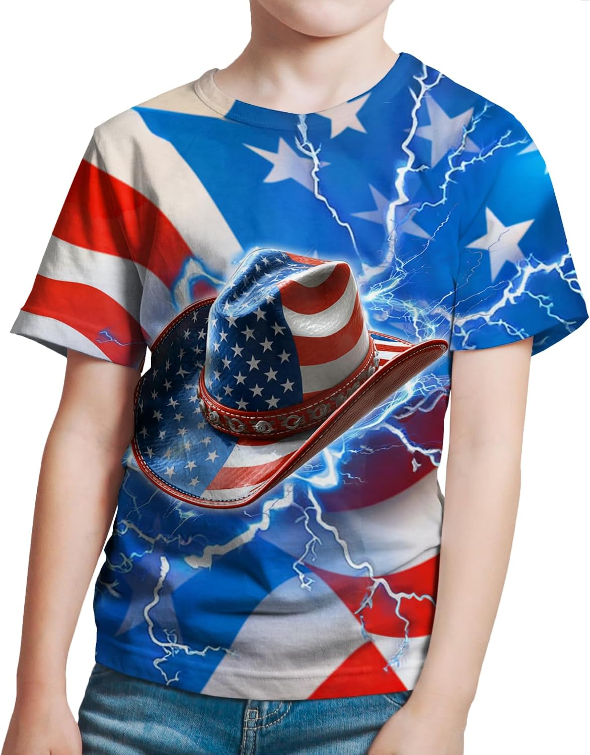 Boys T Shirt Kids Short Sleeve Tie Dye Shirt Neon 3D Graphic T Crewneck Tops Sports Shirts for Boys Girls Size 6-16