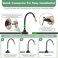 Vista 5 de Kit de sistema de riego por goteo ajustable de 360°, sistema automático de riego de jardín de 32.8 pies con 10 boquillas de cobre, sistema de riego