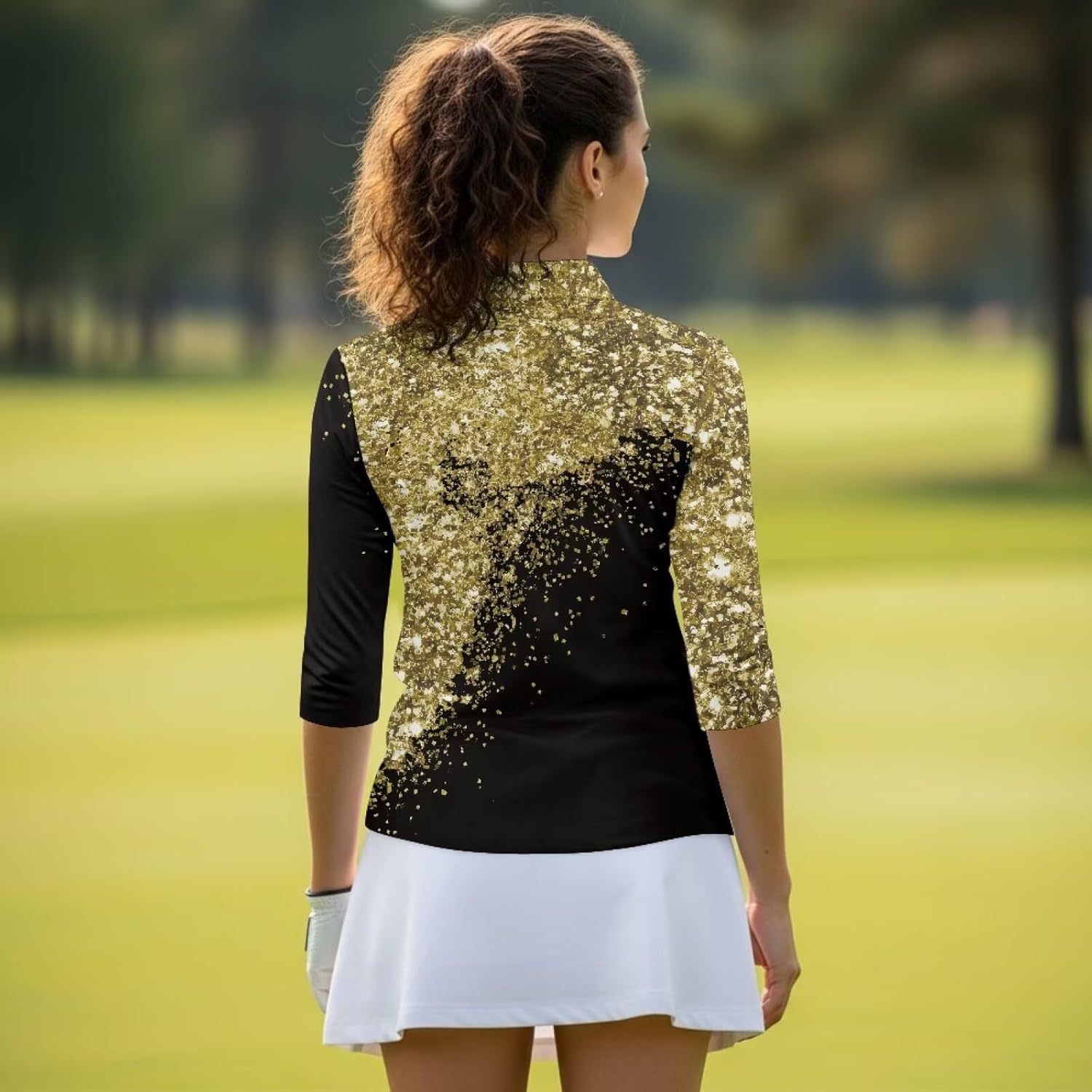 Boatee Golf Shirts for Women 3/4 Sleeve Cloth Quarter Zip Suitable for Outdoor Sports for Winter Outdoor Sports