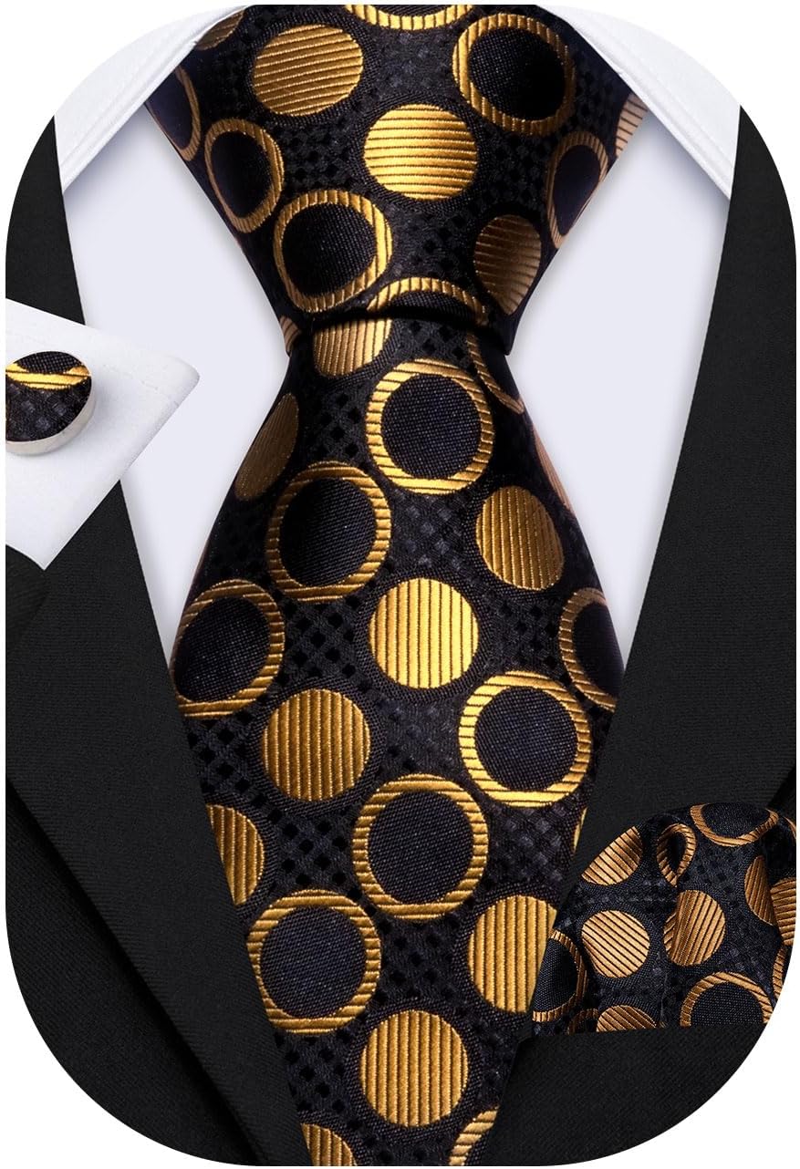 yellow black polka dot tie