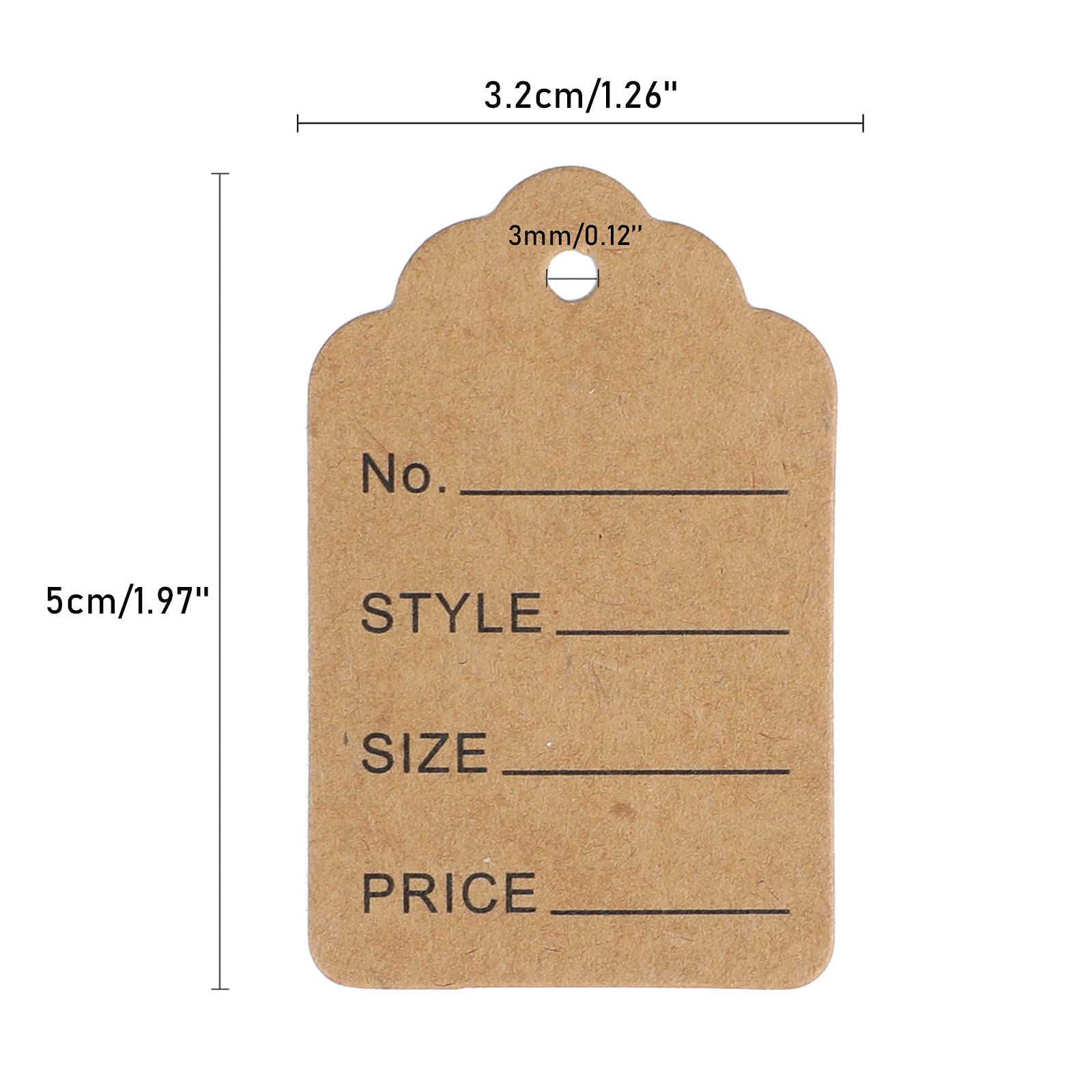 G2PLUS Brown Mini Jewelry Price Tags, 1000PCS Marking Paper Label Tags, Clothing Display Tag - Image 2