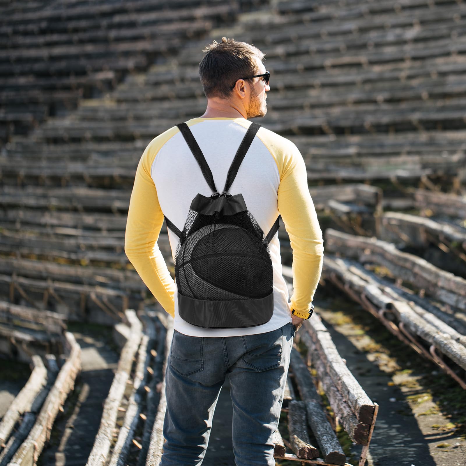 Molain Bolsa de Malla Multiusos para Pelotas - Fútbol, Baloncesto, Tenis, Voleibol, Rugby - Mochila Portátil para Playa y Gimnasio