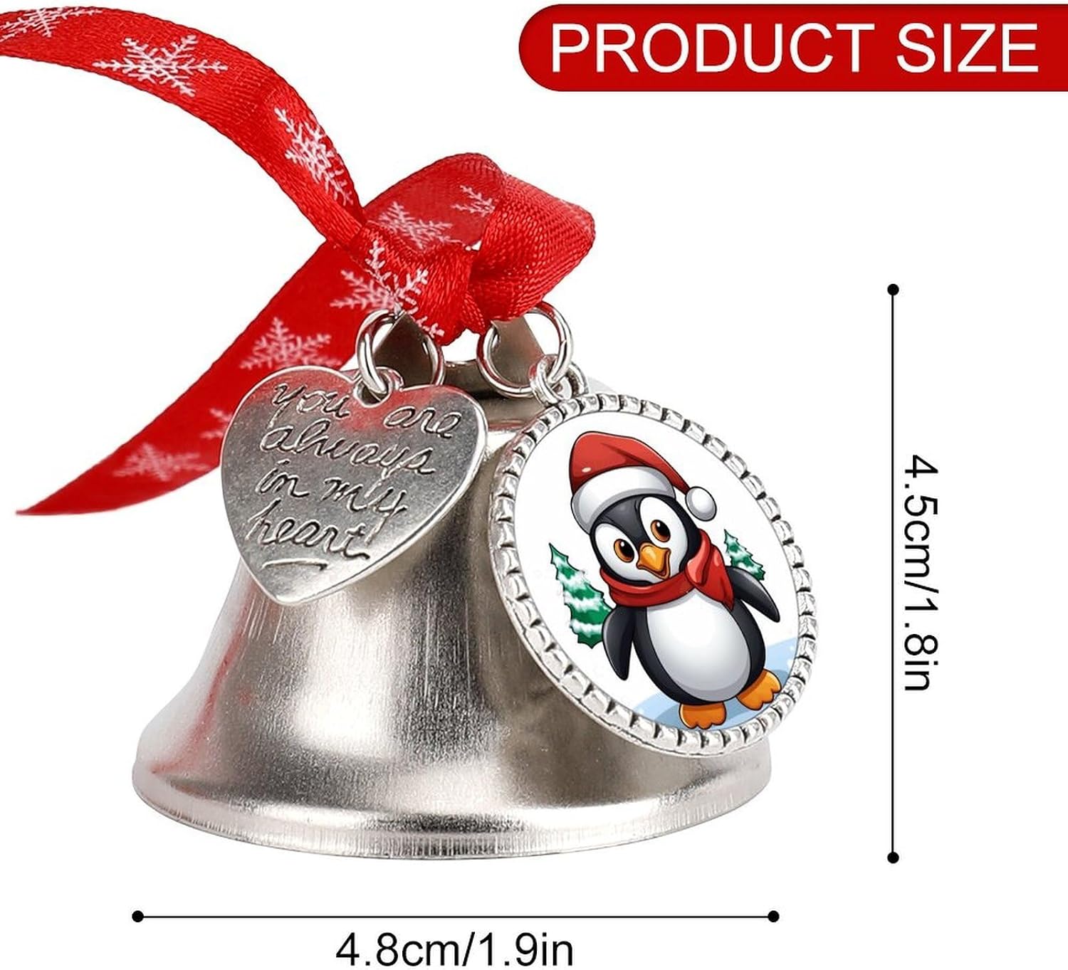 Christmas Penguin Bell Ornament Red Ribbon for Christmas Tree Holiday Decoration Personality Believe Bell Ornaments Sleigh Bells for Winter New Year Party Supplies
