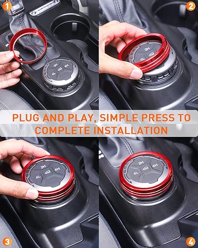 Miniatura 5 de Savadicar CKT01 Billet - Juego de molduras de perilla de control de aluminio, faros4WDHVAC, biseles de anillo de perilla de control climático,