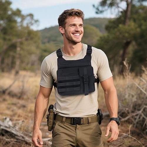 Miniatura 14 de KINGSLONG Tactical Chest Pack Running Bag: Outdoor Sports Lightweight Water Resistant - Hiking EDC Vest Rig Pack Men Women