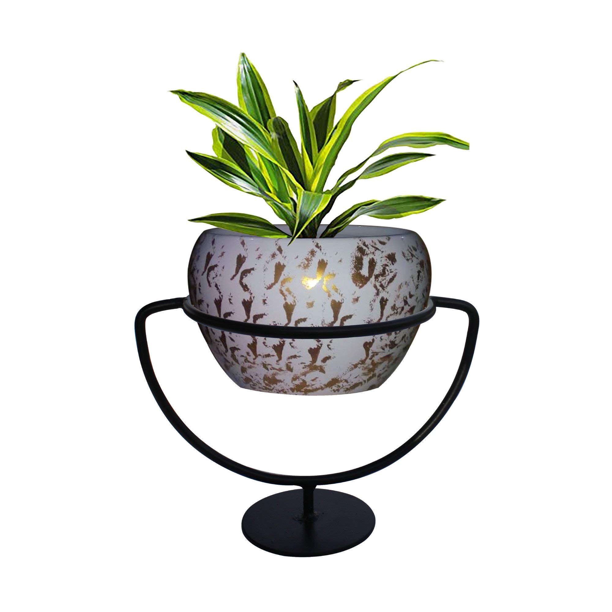 TrustBasket Trophy Plant Stand with Ceramic Like Metal Bowl (White) - Premium Strong Durable Flower Pot Stand With Container for Home, Balcony, Indoor, Living Room Decor, Office use (B084GSFY9M) Amazon Price History, Amazon Price Tracker
