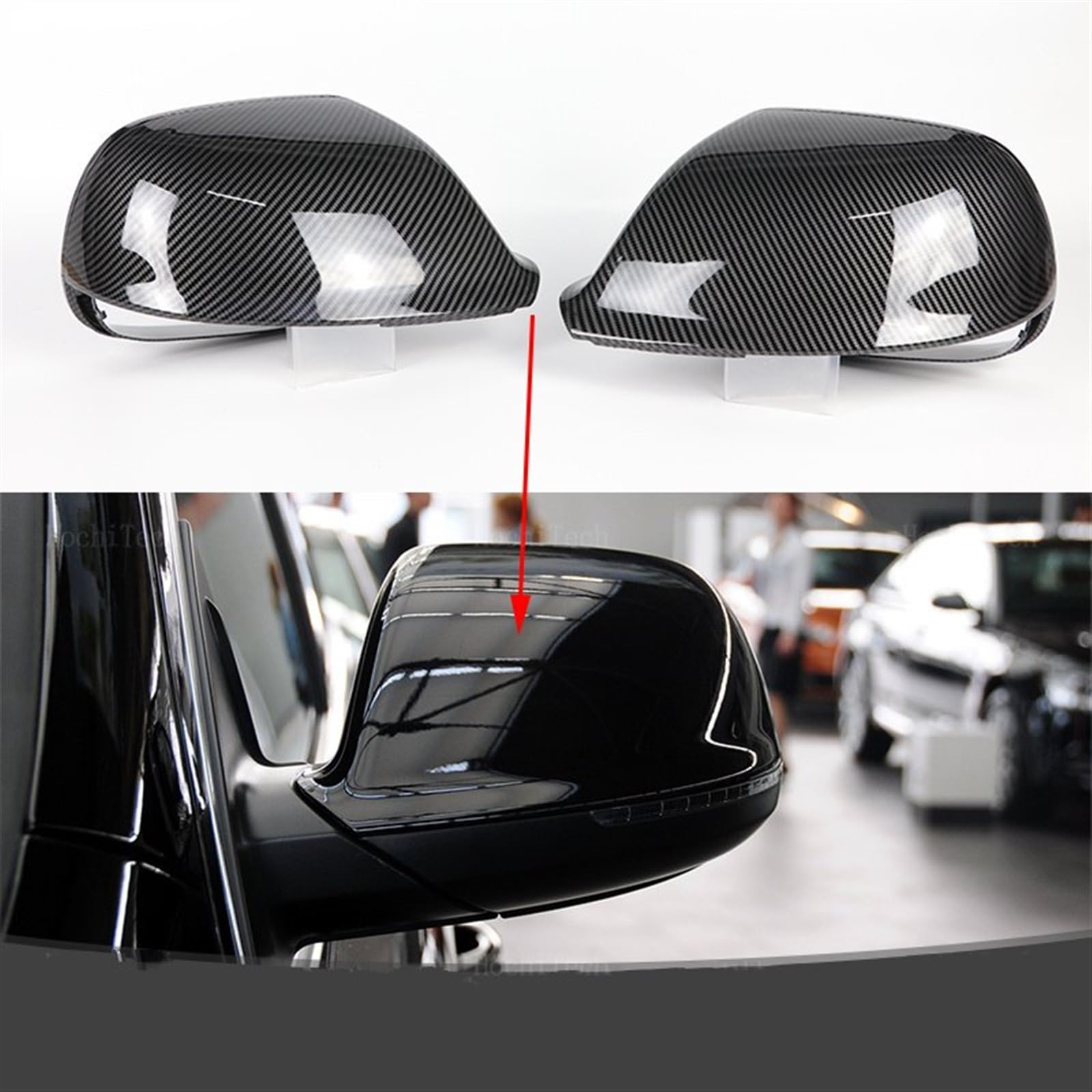 Coprispecchietti Retrovisori In ABS Nero Lucido Per Audi Q5 SQ5 (2009-2017) E Q7 4L Restyling (2010-2015) - 2 Pezzi, Lato Sinistro E Destro - 4