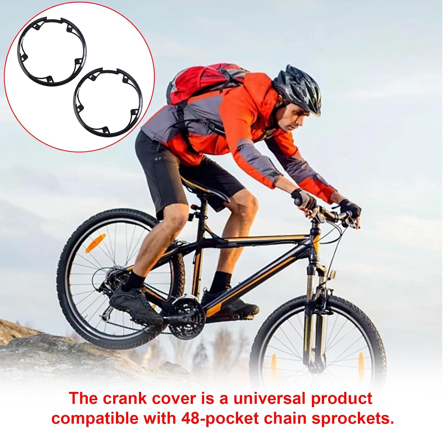 2PCS Bike Chain Guard Protector, 5 Holes 48 Teeth, Bicycle Chain Guard for Bicycles, Mountain Bikes,City Road Bikes