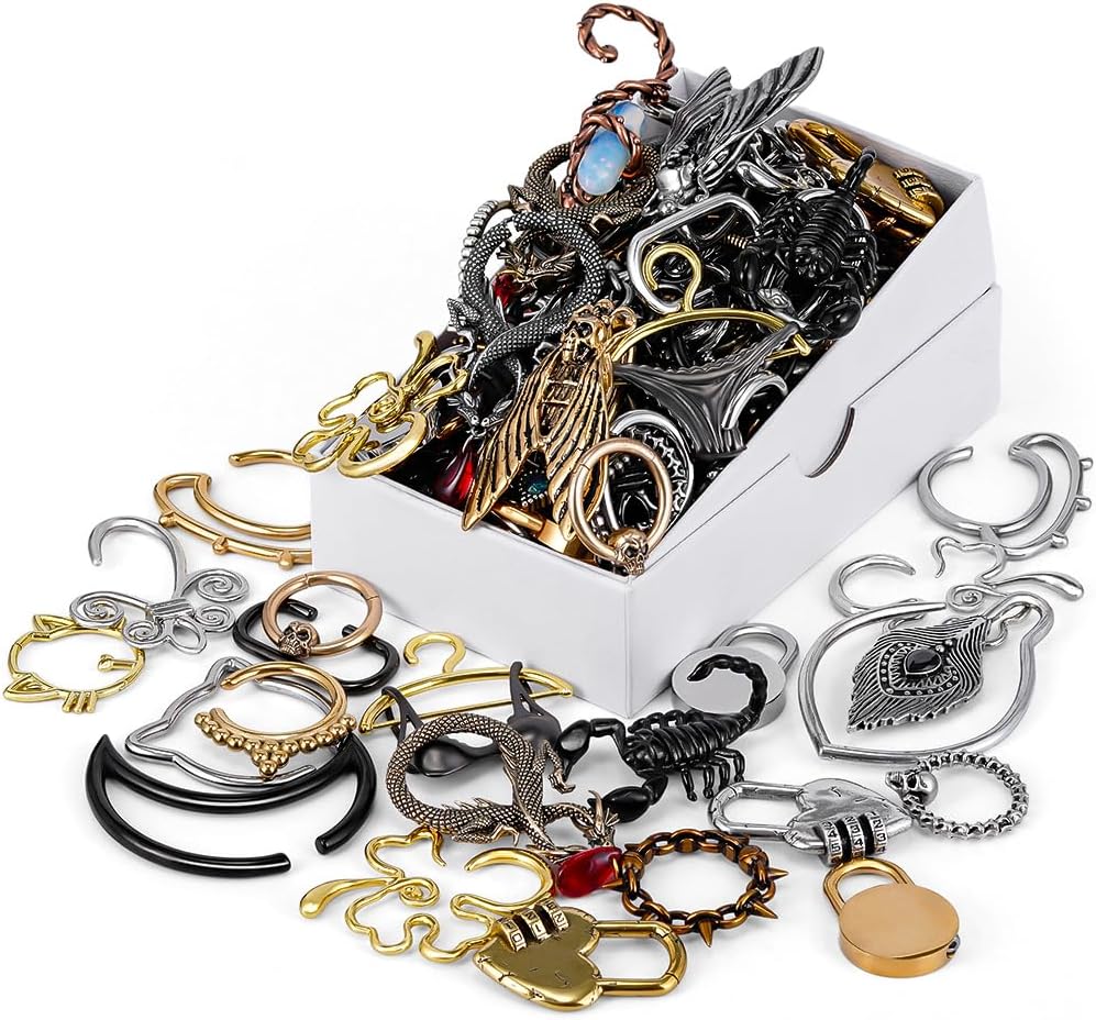 COOEAR Mystery Dangle Ear Gauges Set, 5 Pairs Random Ear Weights Piercing Jewelry for Men Women