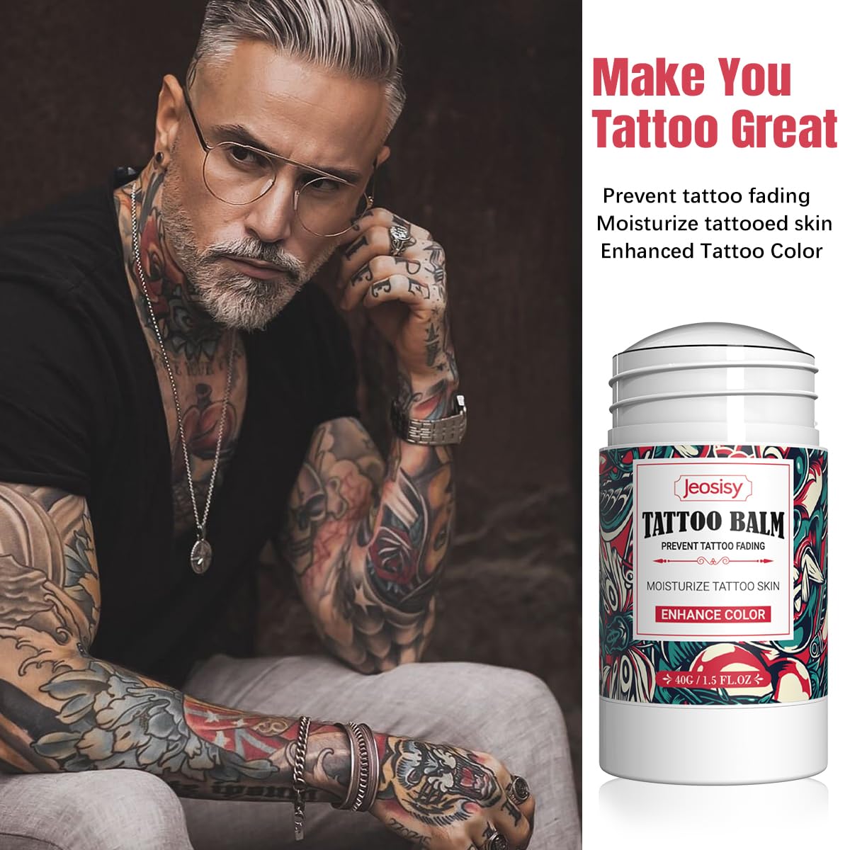 Tattoo Butter Aftercare-Tattoo brightener Balm for New & Older Tattoos,Natural Ingredients Organic Tattoo Cream.Color Enhance, Prevent Fading,1.5 OZ Great Gift for Men Women