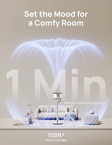 DREO 40 Inch Smart RGB Pedestal Fan, 20dB Silent Standing Fans for Bedroom, 120°+120° Oscillating Cooling Fan, Wi-Fi/Voice Control, DC Motor, 9 Speeds, 6 Modes, 12H Timer, 90 ft Circulator, Silver - 3