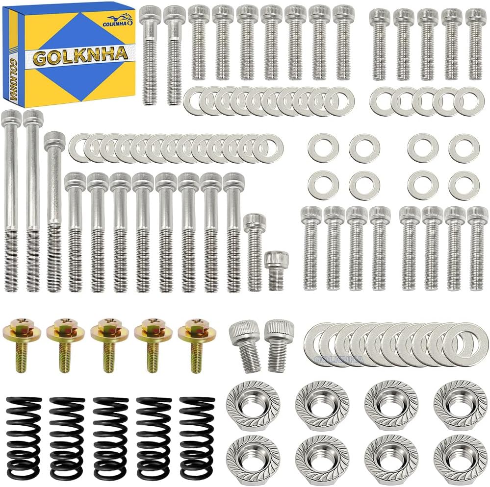 304 Stainless Steel Engine Bolt Kit 88pcs (7Pack) Compatible for Yamaha 1988-2006 Blaster 200 YFS200 Clutch Spring Clutch Bolts 10pcs (1Pack)
