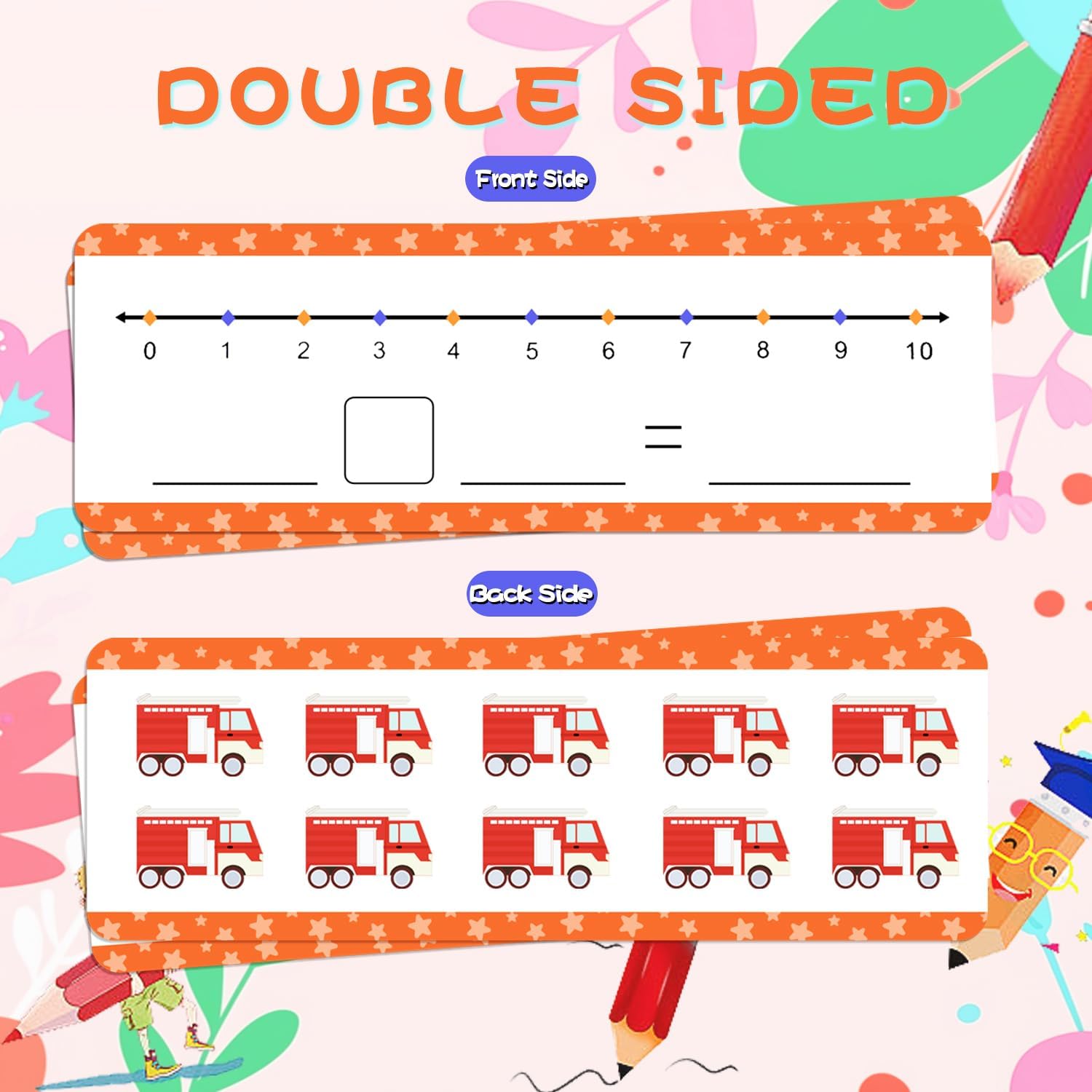 19Pack Number Line Dry Erase Boards Cards, Including 16 Cards, 2 Dry Erase Markers, 1 Dry Eraser, Double Sided White Board 0-10 on One Side, 0-20 on Other Side,Addition Subtraction Game Classroom Home