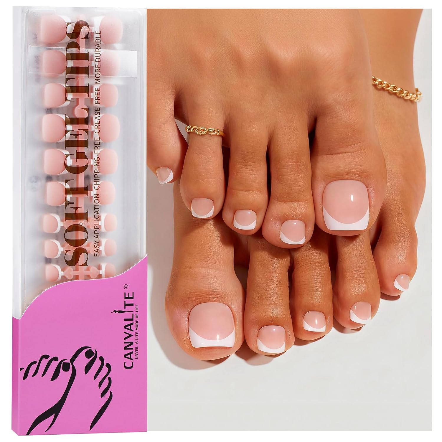 Canvalite Press on Toenails - French Tip Fake Toenails