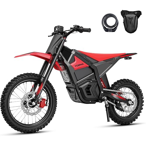 Yozma IN10 Pro Electric Dirt Bike, 5500 Peak Mid- Drive Motor, 50 Mph Max Speed Ebike, 60V 27AH Bttery with 60 Miles Max Range, 17''/14'' Off-Road Tires, Hydraulic Brakes & Dual Shock Absorption