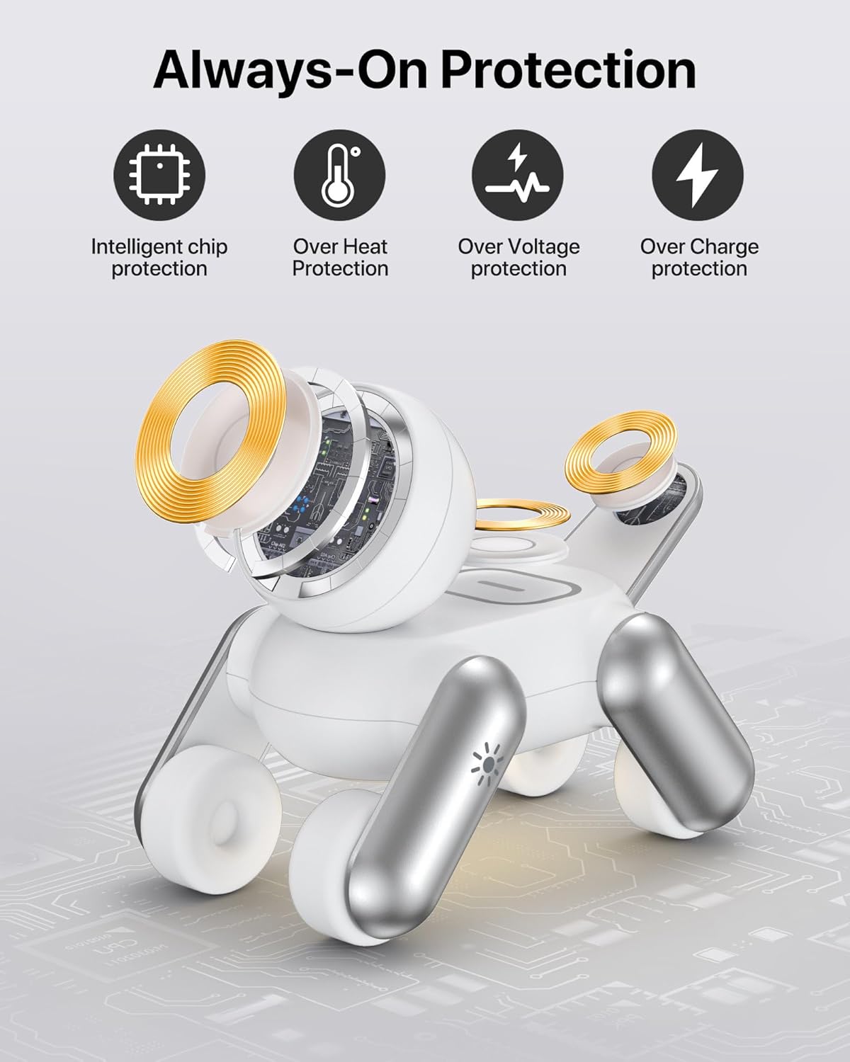 3 in 1 Wireless Charging Station for Apple Devices,Foldable Cute Magnetic Mag-Safe Wireless Charger Stand with Night Light for iPhone 17 Air 16 15 14 13 12 Series,AirPods 4 3 2 Pro,Apple Watch