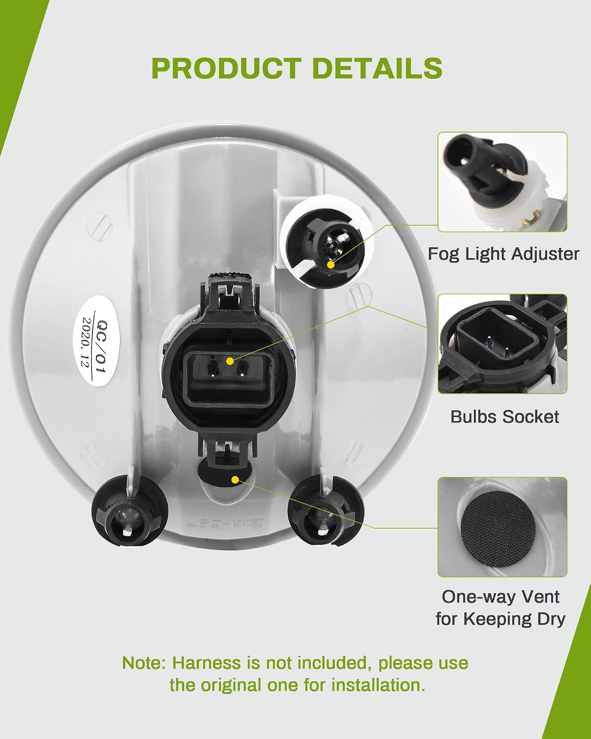 AUTOSAVER88 Fog Lights Compatible with 2007-2014 Chevy Suburban Tahoe GMC Yukon, 07-13 Avalanche, 10-13 Camaro 15-19 Colorado 15-17 Silverado, 14-16 Sierra Ford Escape Fog Light (Clear)