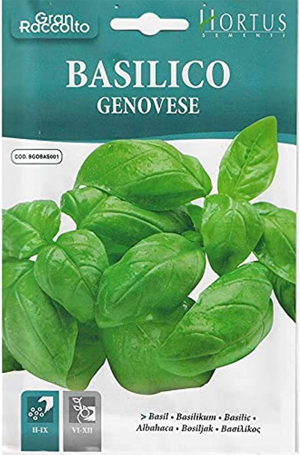 Hortus Basil Premium Quality Seeds (Basilico Genovese) (Made in Italy) by Hortus Sementi