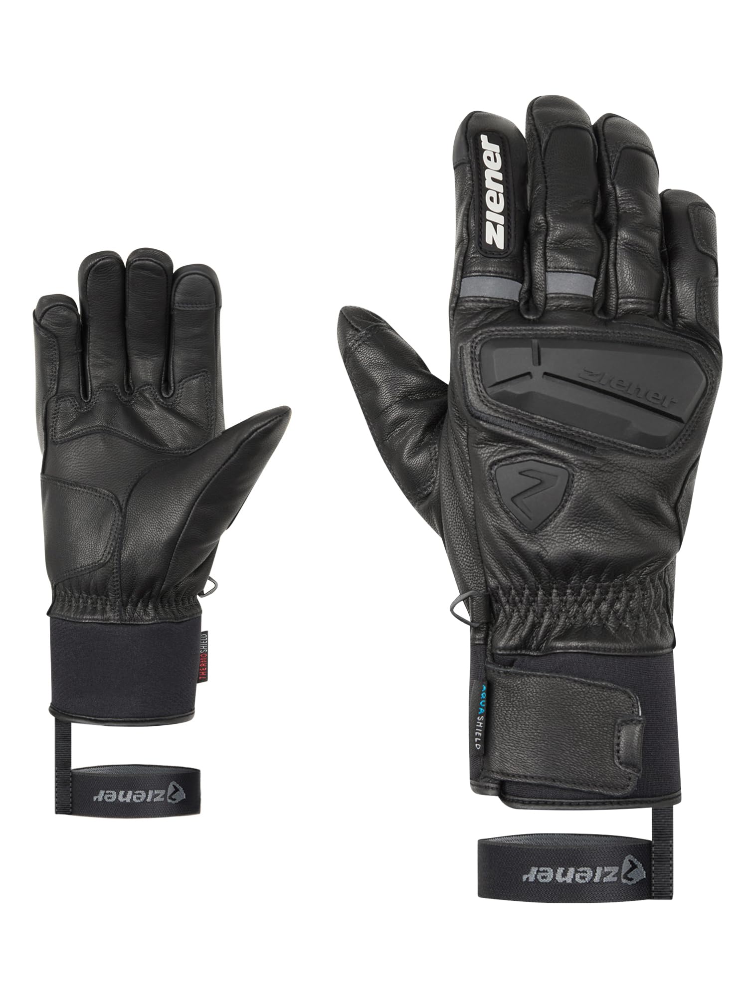 Ziener Guanti da sci GALF-Z da uomo/sport invernali | Primaloft, pelle, touch, nero, 9