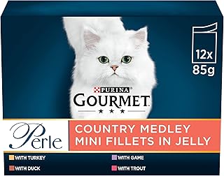 Perle Country Medley Mini Fillets in Jelly Wet Cat Food 12x85g (Pack of 4)