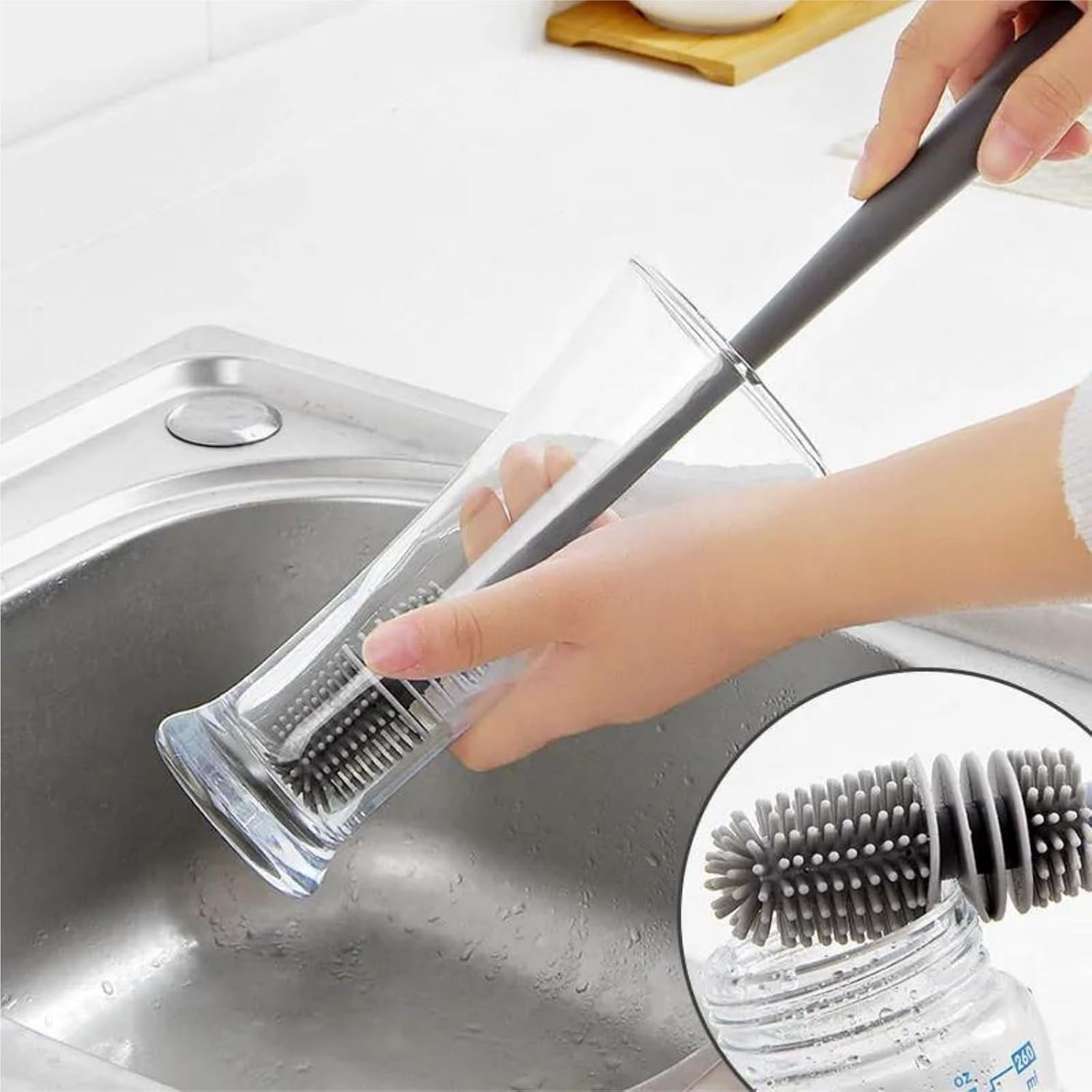 Straw Cleaner Brush Fit for Owala FreeSip 24oz/32oz/40oz, Silicone Long Handle Bottle Brush Compatible with Owala Water Bottle,Plus 3 in 1 Cup Lid Cleaning Brush