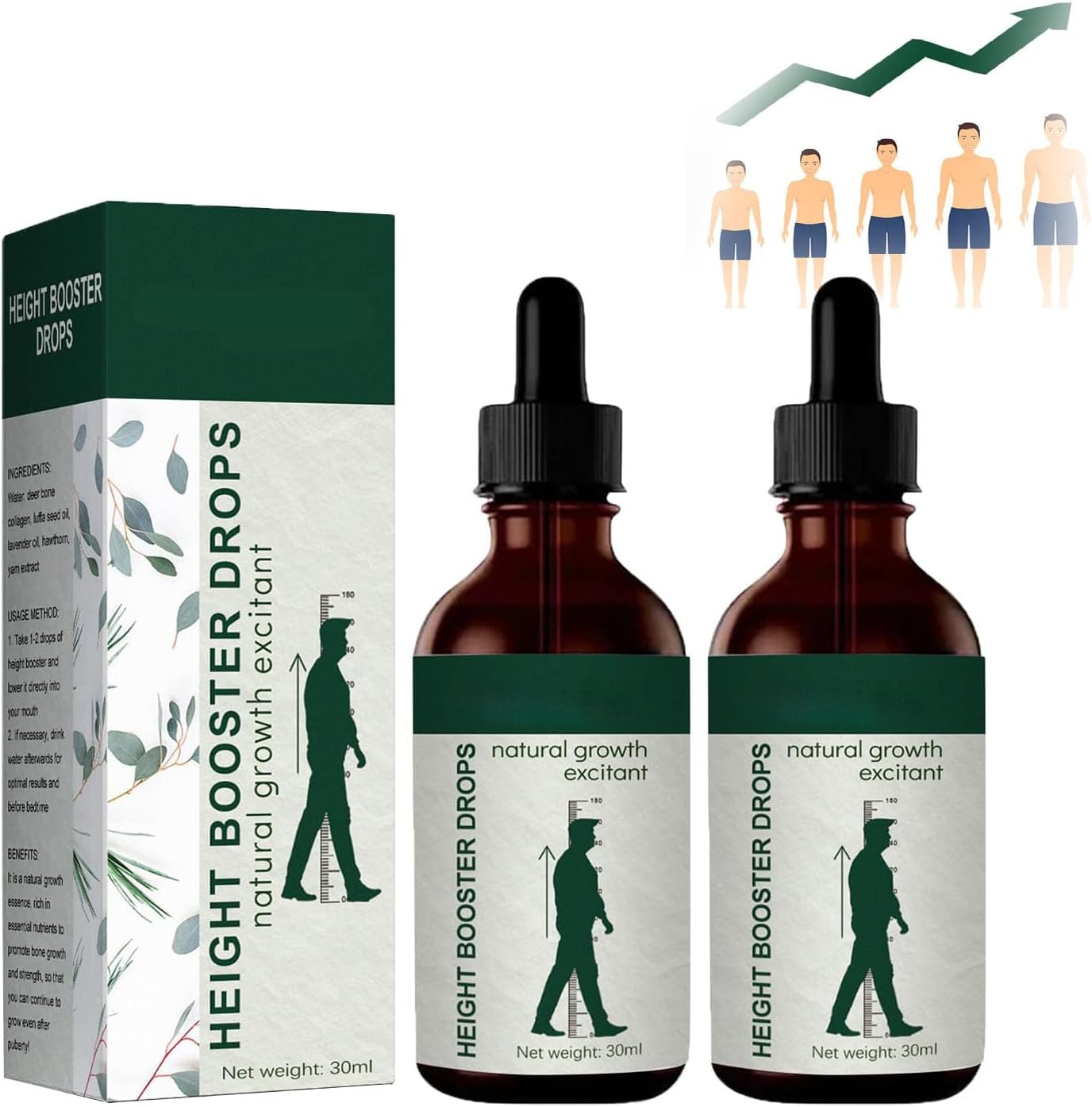 Height Booster Drops,Height Growth Oil for Adolescent Bone Growth,Reach Your Maximum Height 2pcs