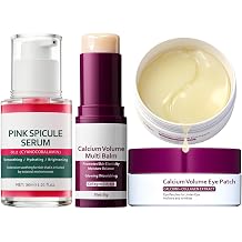 Calcium Volume Multi Balm Stick + Pink Spicule Serum + Eye Patches 60ea,Collagen Elastin Boost & Wrinkle Smoothing Eye Treatment,Skin Condition Improvement Pore Refining Serum,Gentle Skincare Routine