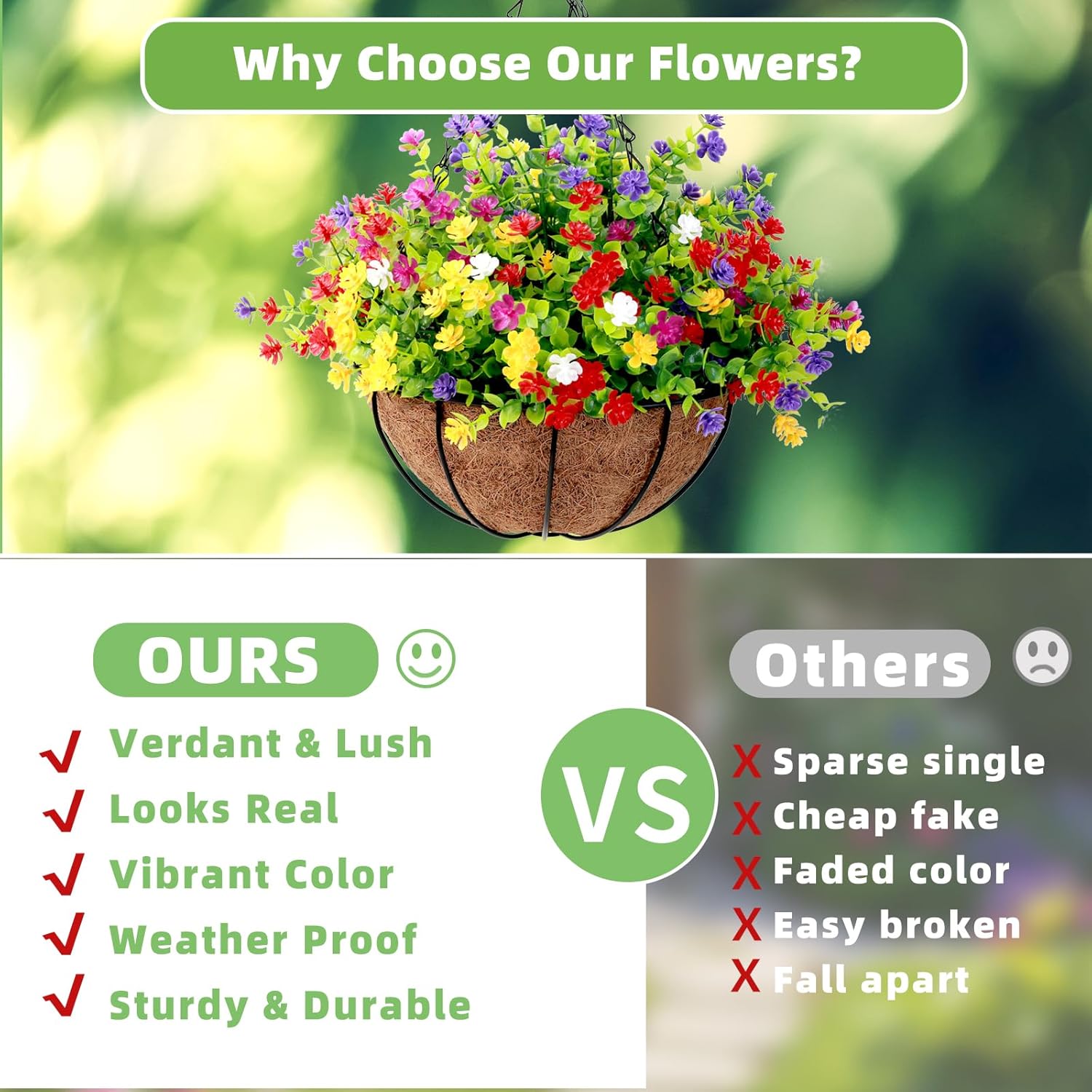 20 Bundles Artificial Flowers for Outdoors Fake Plants UV Resistant Plastic Flowers No Fade Faux Outdoor Flowers Plastic Greenery Faux Plants for Garden Planter Porch Window Decor(Multi Color)