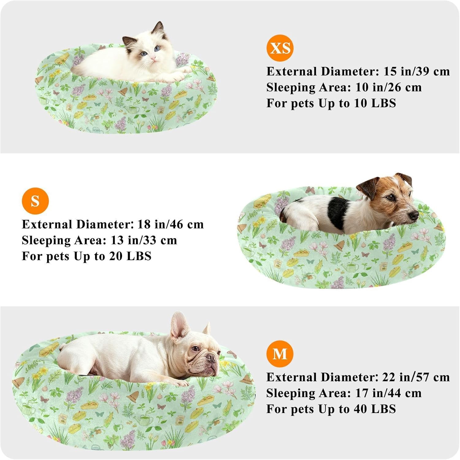 Pet Dog Beds Relieve Stress Fluffy Dog Pillow Bed for Extra Small Size Pets Supplies M Spring Garden Flowers
