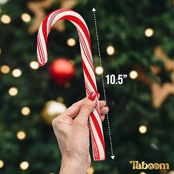 Giant Candy Cane Sticks 2 Pack Gift box - 10 Inch Individually Wrapped Dye-Free Christmas Candy Peppermint Flavor For Stocking Fillers, Holiday Party Favor, Gift Decorations