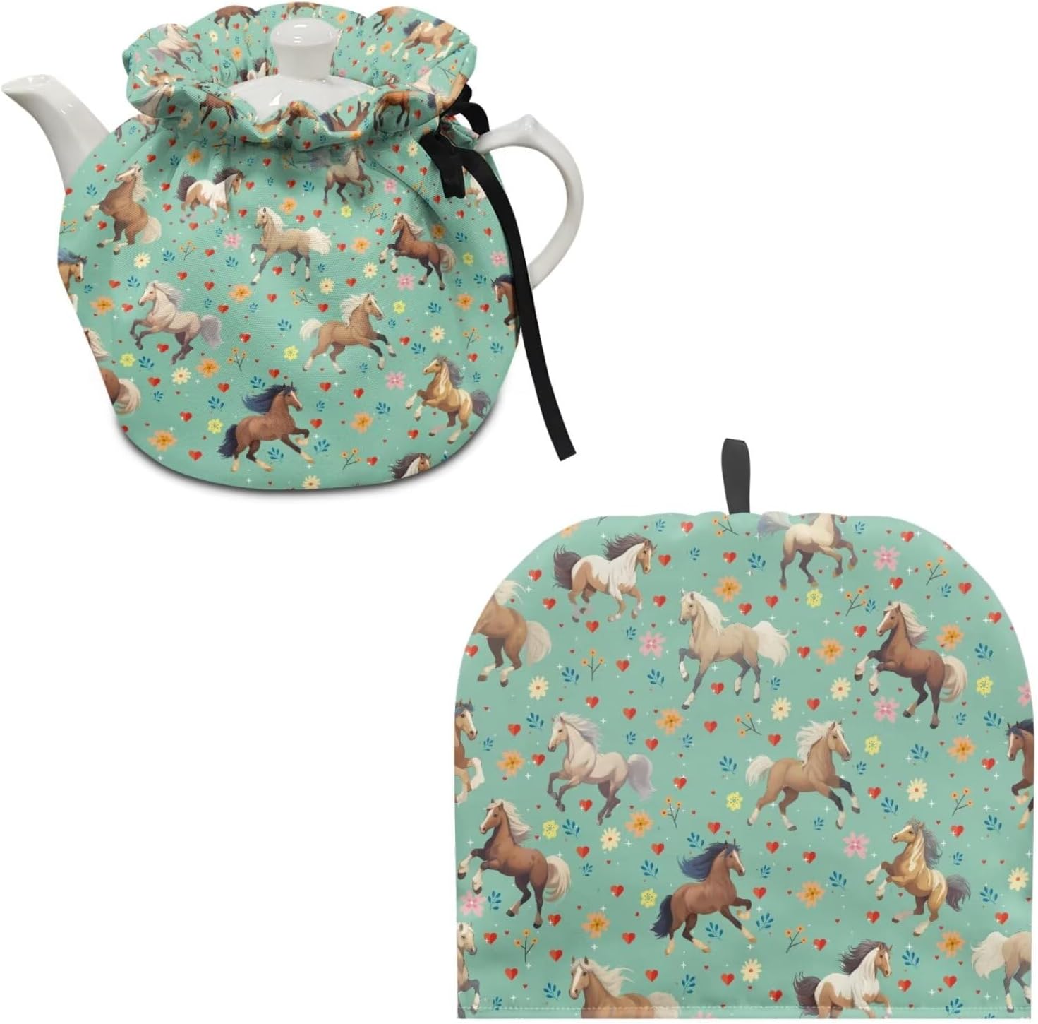 Horse Tea Cozy for Teapot Insulated Floral Tea Pot Cozy for Keeping Warm Tea Cozies Tea Cosy for Teapot for Women 2 Pcs