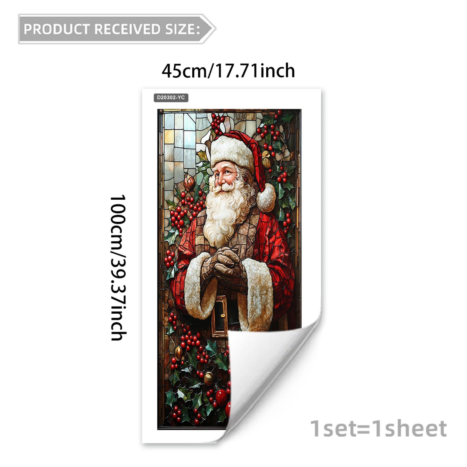 Pellicola Vetri Finestre 45x100cm (3PCS) Babbo Natale Pellicola Adesiva Per Vetri Oscurante,Adesivi Per Vetro Autoadesiva,Pellicole Vetri Anti Uv,Pellicola Privacy Finestre Casa/Ufficio
