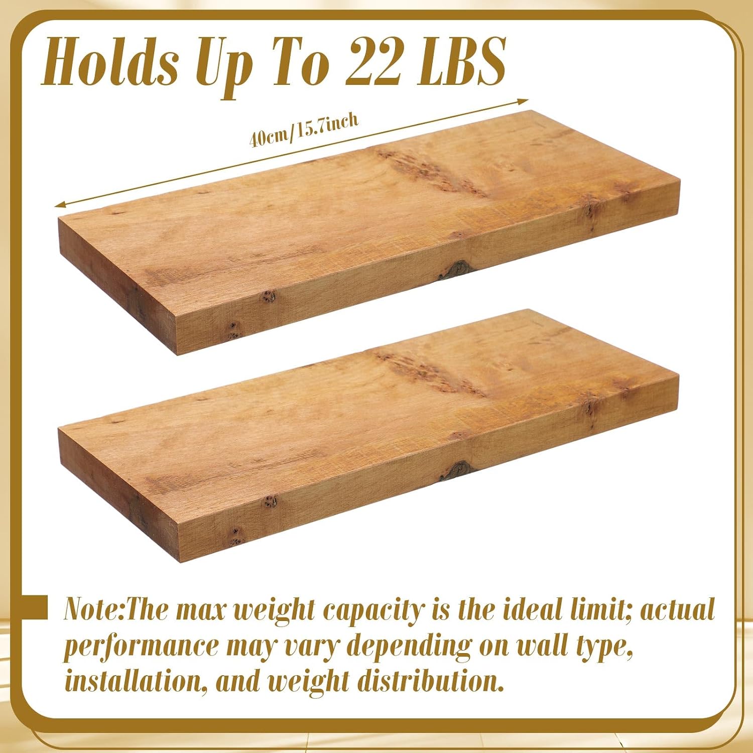 Pinkunn Floating Shelves Set of 2-15.7" Burl Wood Wall Mounted Shelves for Living Room Hanging Book Shelf Farmhouse Home Decor for Bathroom Bedroom Kitchen Living Room