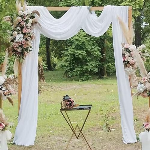 Miniatura 6 de Cortinas de arco de 20 pies de tela blanca para arco de boda, 1 panel, arcos de boda para ceremonia, tela de gasa, cortinas transparentes para telón