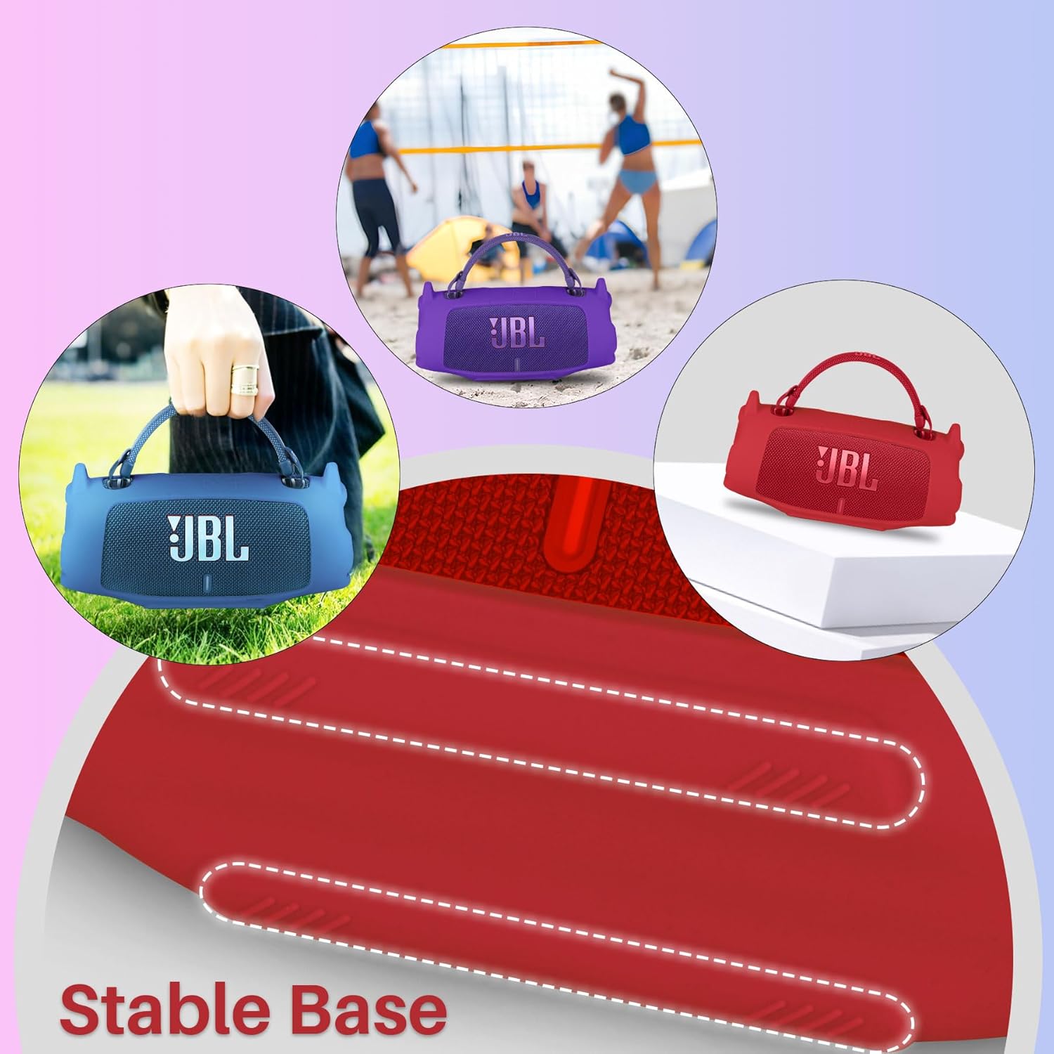 Silicone Cover Compatible with JBL Charge 6 Portable Speaker (Red Cover) - Image 6