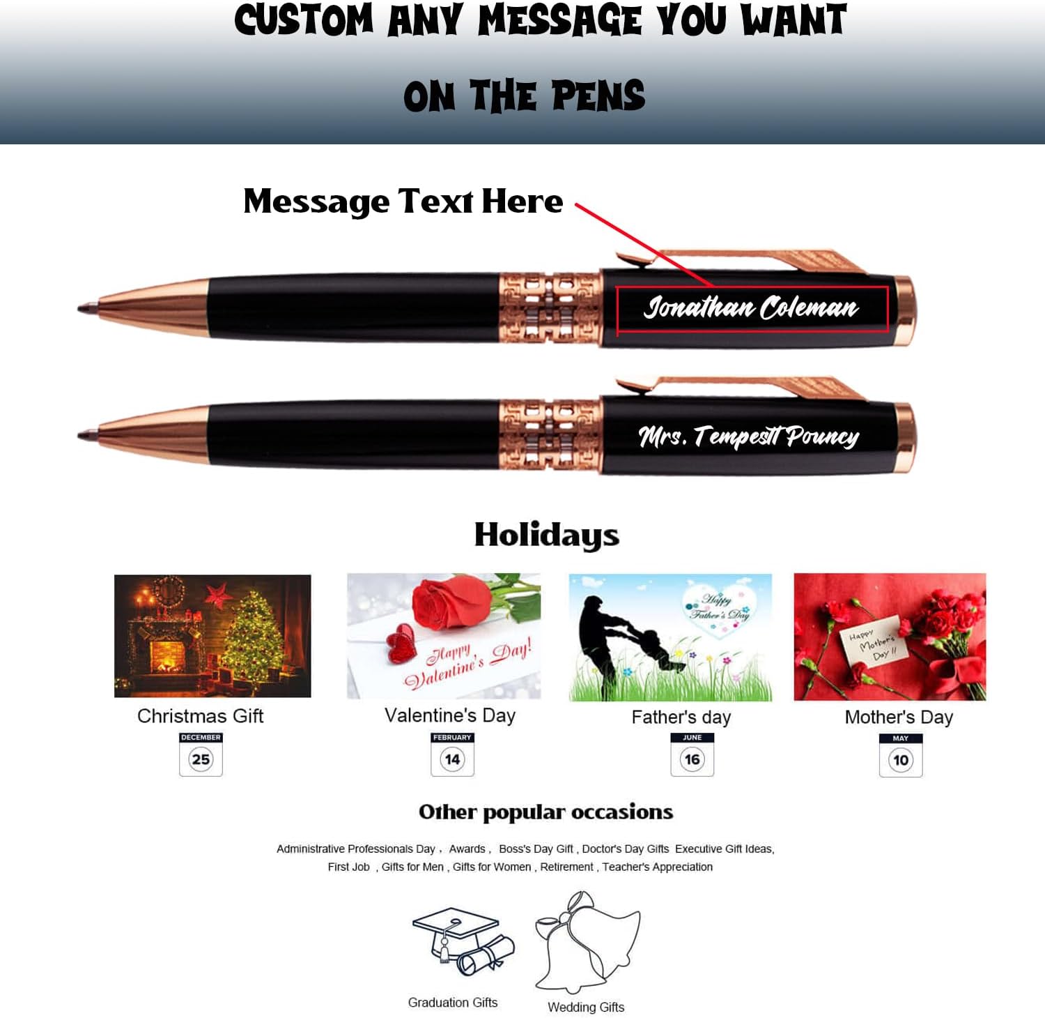 Yastar Custom Ballpoint Pen with a Wallet, Business Gift set with Pen Box Quality Pens Metal Body - Engrave with Names Message on the Pen - Gift for Family Colleague Elder Friends