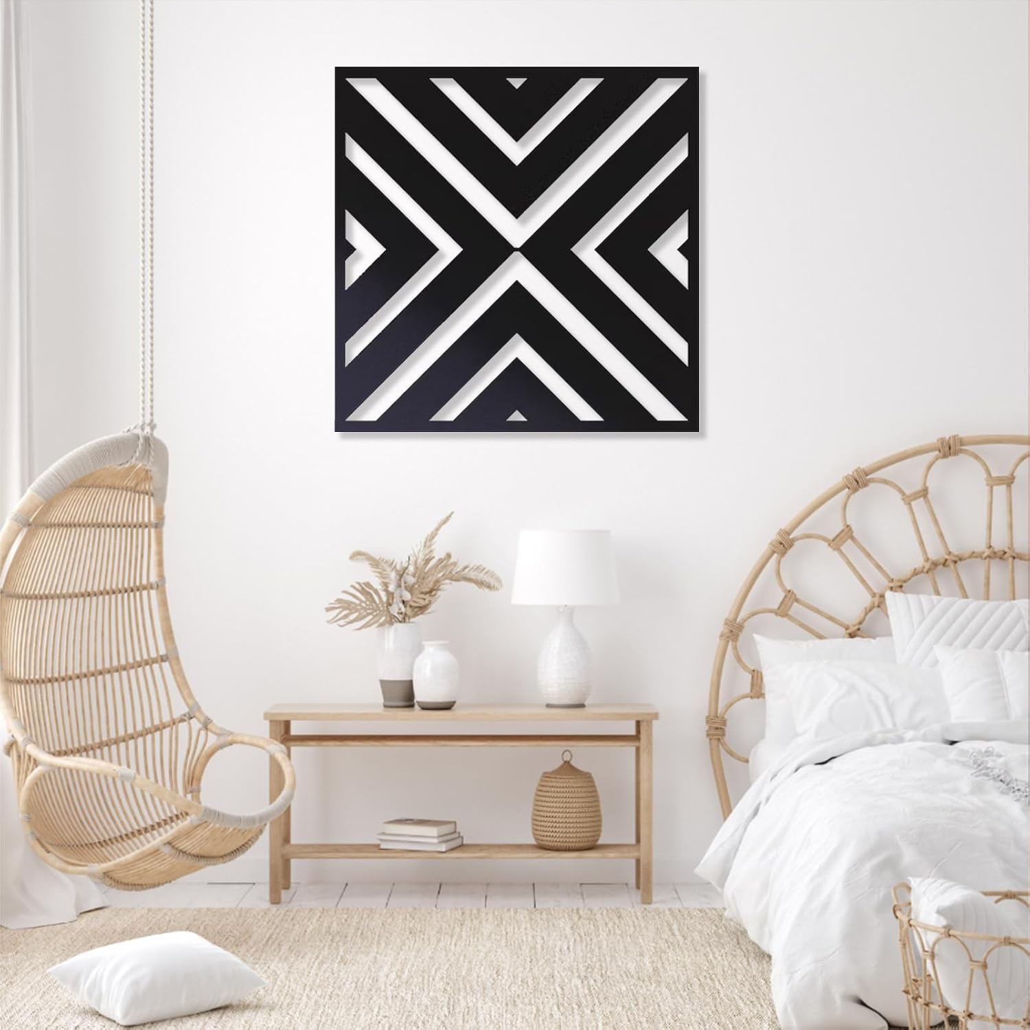 Geometric Metal Wall Art, 3D Square Metal Wall Decor