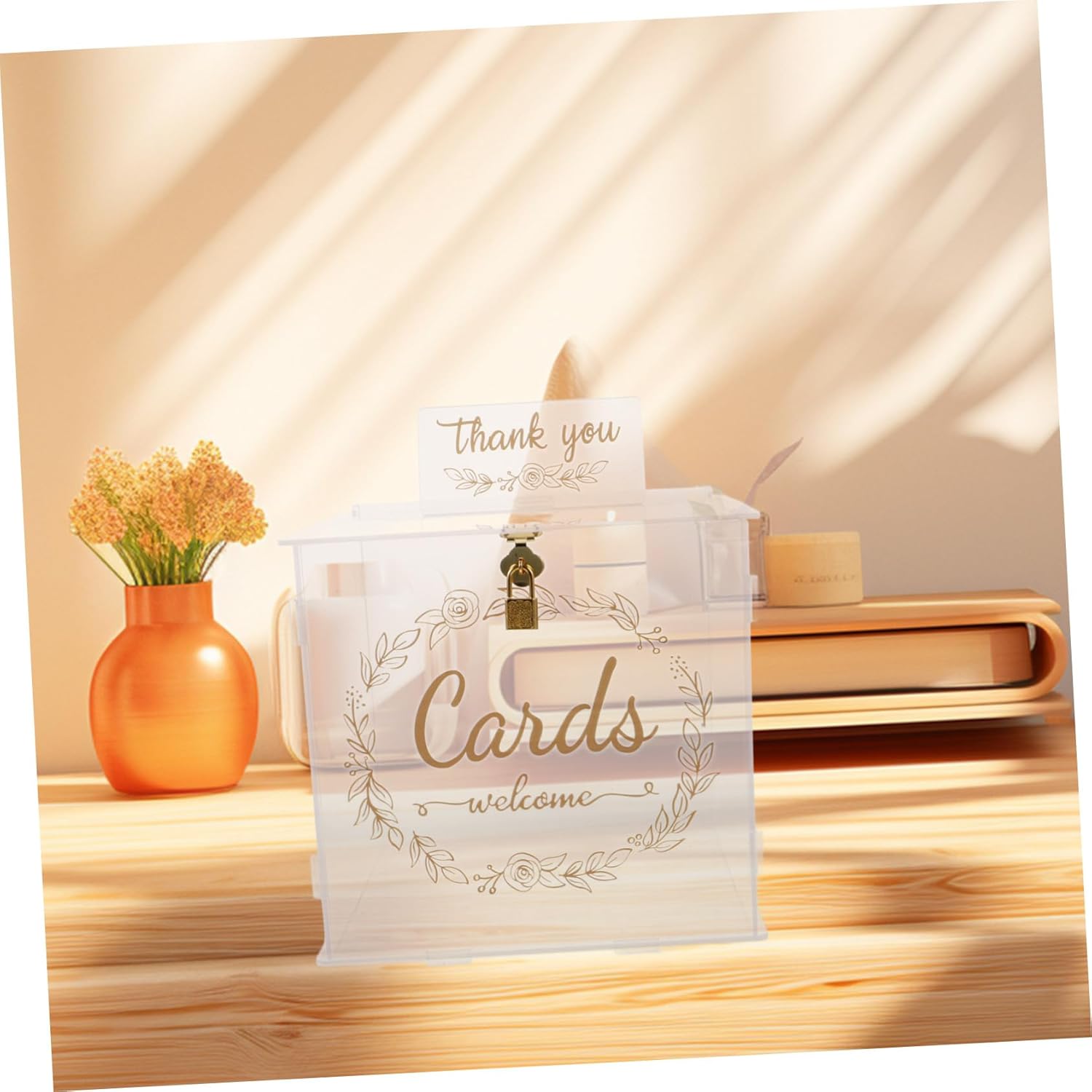 Wedding Money Box Acrylic Card Box with Lock Party Envelope Storage Elegant Decor