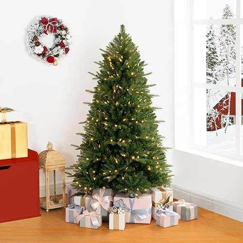 Miniatura 7 de Naomi Home Árbol de Navidad artificial con luces, árbol de Navidad preiluminado con 3692 puntas, árbol de Navidad falso con luces LED multicolor,