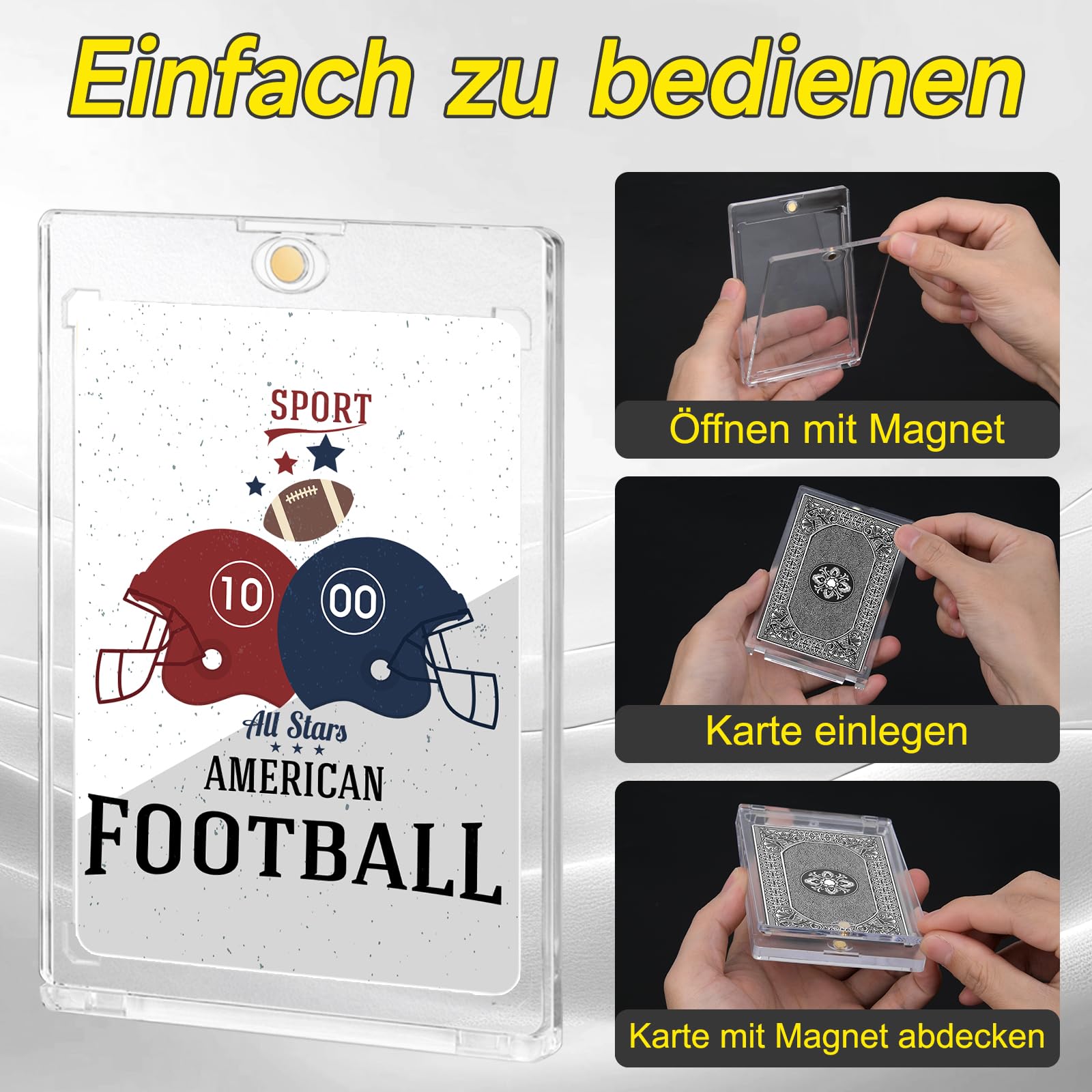 Meetory 15 sztuk uchwyt magnetyczny na karty 130PT koszulki na karty kolekcjonerskie z ochroną UV - twarde przezroczyste koszulki na karty z tworzywa sztucznego do Yugioh, Magic, Pokemon, MTG