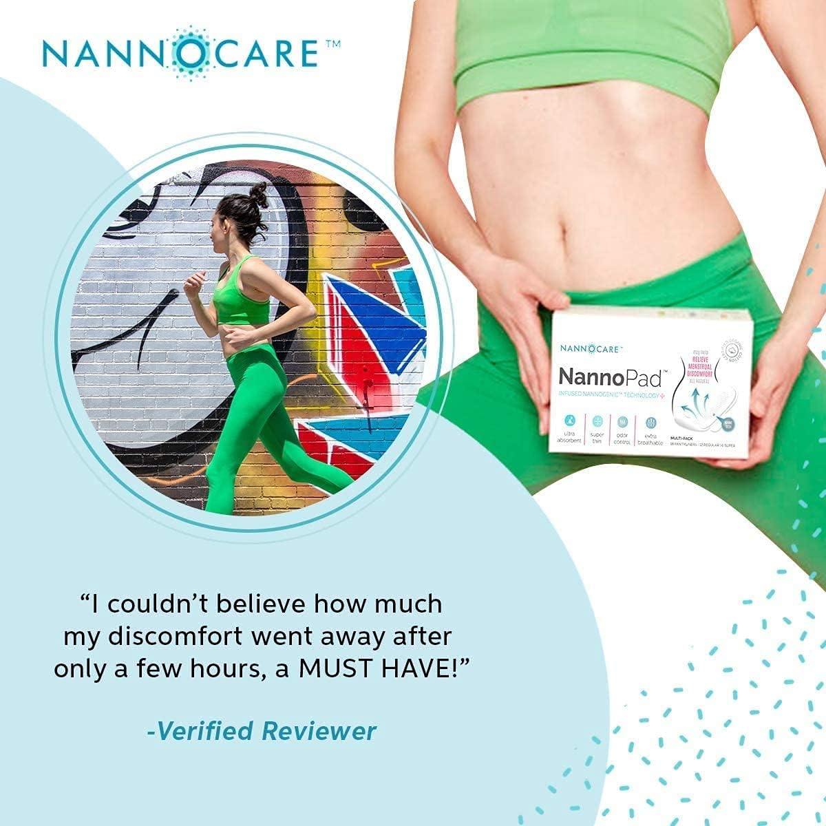 NannoPad Overnight 20 Count Organic Cotton Unscented Feminine Pads for Women - Heavy Flow Super Long with Wings - Ultra Thin All Natural Sanitary Napkin (20 Count (Pack of 1)) Nannocare : Health & Household