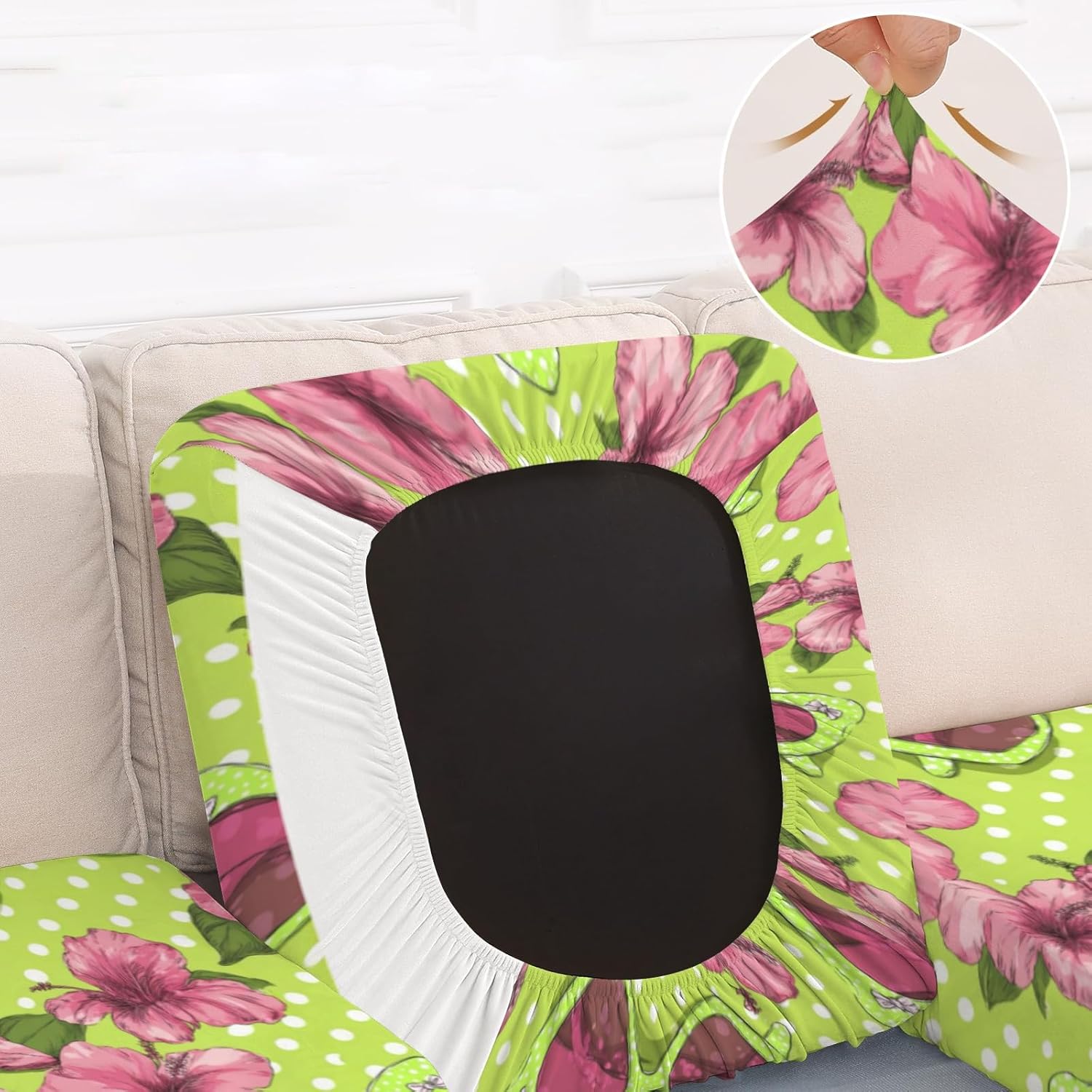 Tropical Sunglass Bloom Loveseat Covers Couch Covers for 2 Cushion Couch, 2-Piece Stretch Sofa Slipcovers Anti-Slip Washable Furniture Protectors for Dogs Pets