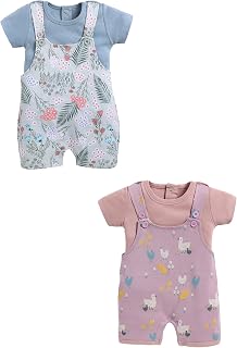 100% Cotton Half Sleeve Dungarees for New Born Baby Boys & Girls|6-12M|LIGHTGREEN|Infant Clothes| Pack of 2 Price In India