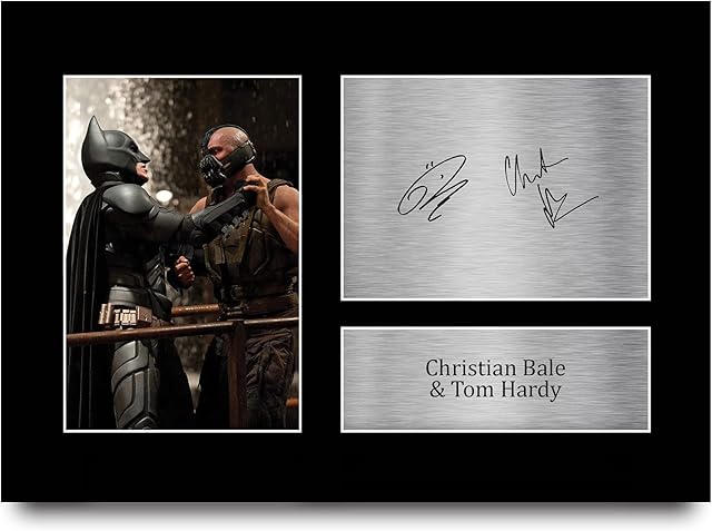 HWC Trading A4 Christian Bale & Tom Hardy Dark Knight Rises Gifts Printed Signed Autograph Picture for Movie Memorabilia Fans