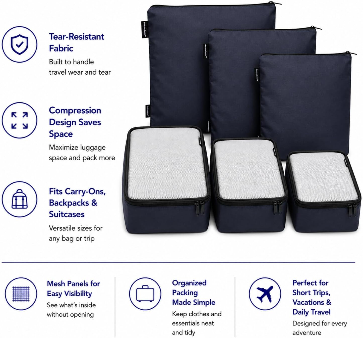 Brookstone Compression Packing Cubes, 6 Piece, Lightweight image 5