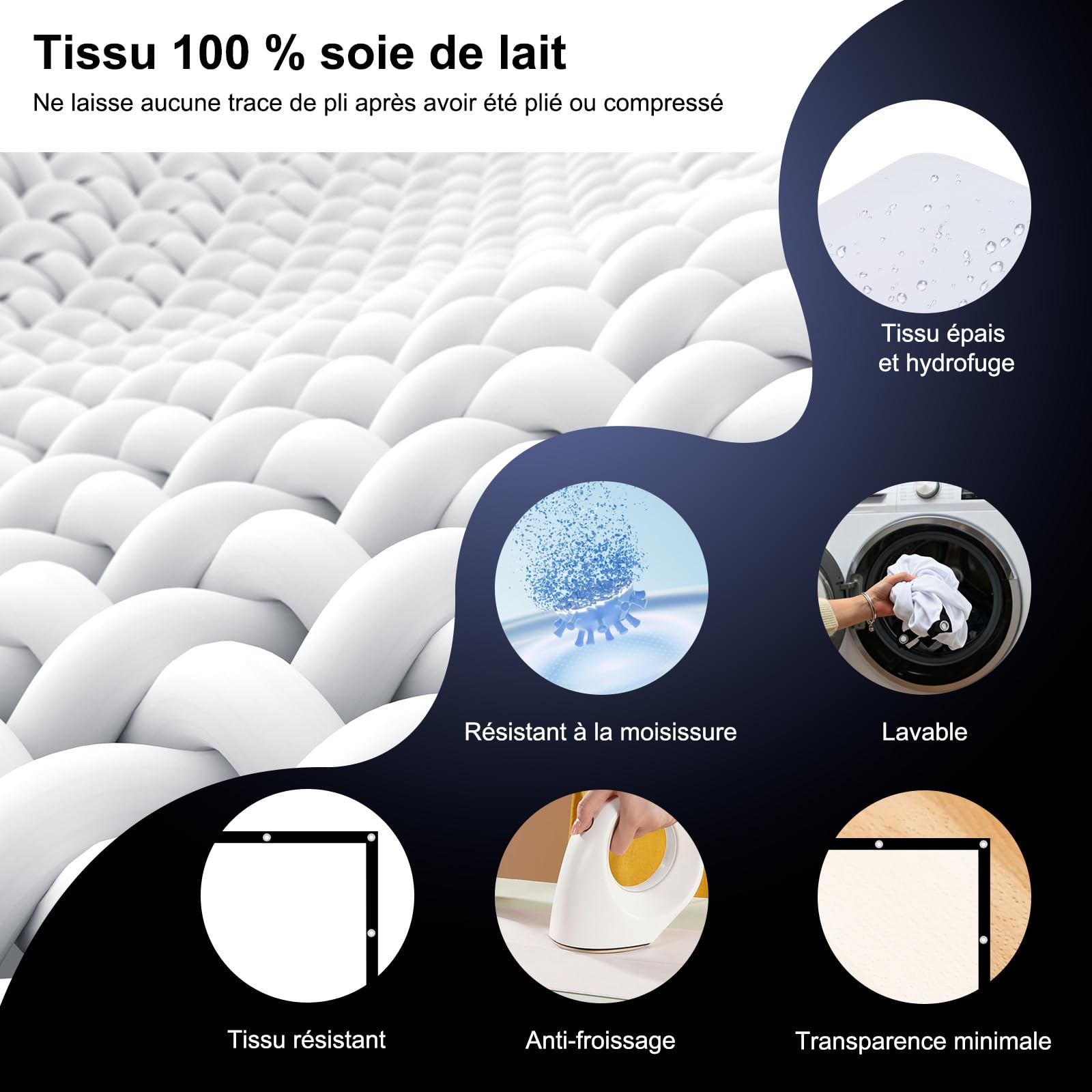 HOPFROG 100 Pouces Écran de Projection Portable Tissu Soie Lavable Antirides 16:9 4K HD Pliable Camping Extérieur Cinéma Maison