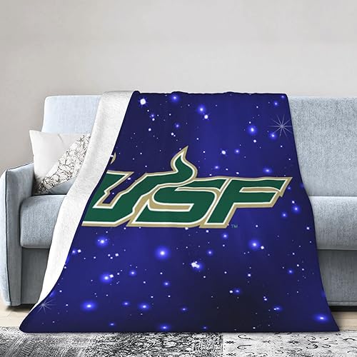 Ytulhtp Vector USF Bulls Logo Manta de forro polar, manta de franela de microfibra muy suave para sofá cálida y acogedora para todas las estaciones